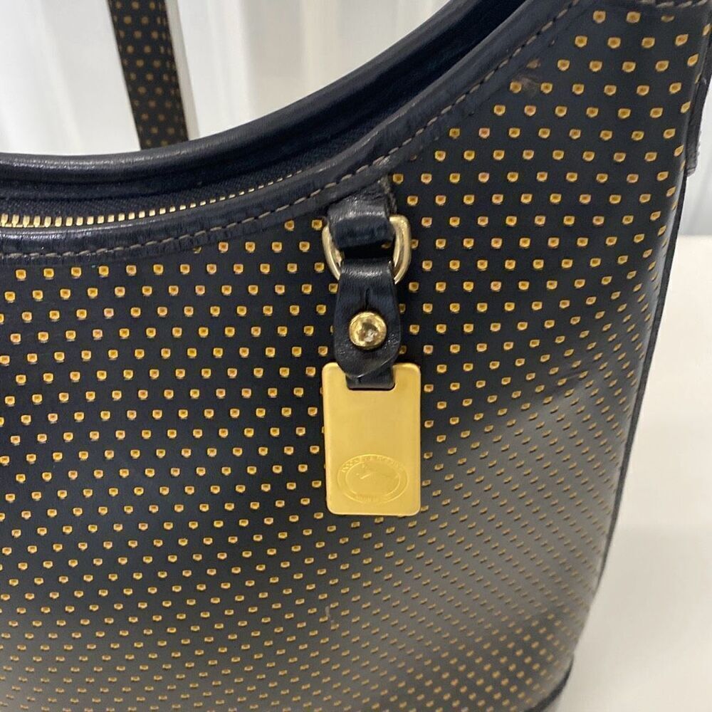 Vintage 90s Dooney and Bourke Cabrio perforated, yellow dot and black shoulder b - Picture 3 of 9